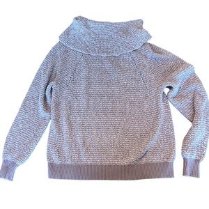 Free People By Your Side Sweater Mauve Cowl Neck Knit Long Sleeve Womens Small